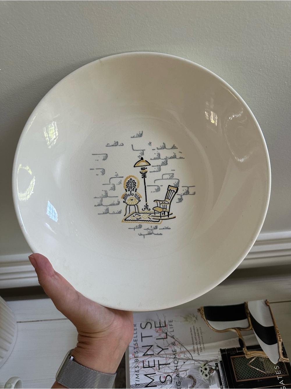 Vintage Stetson Marcrest "Gay Nineties" Serving Bowl 1950s, 50s retro